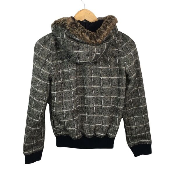 C6 Women’s ROXY Surfing Brand Faux Fur Full Zip WOOL Blend Hoodie Jacket S - Picture 3 of 4